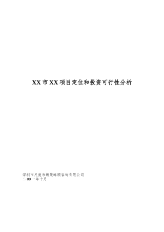 XX市XX项目定位和投资可行性分析
