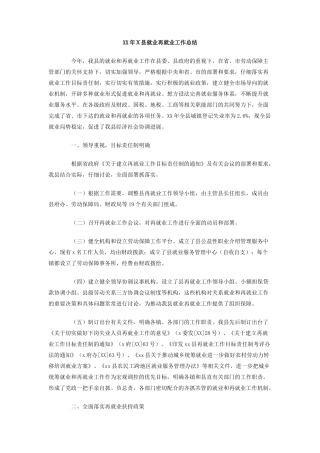 XX年XX县就业再就业工作总结
