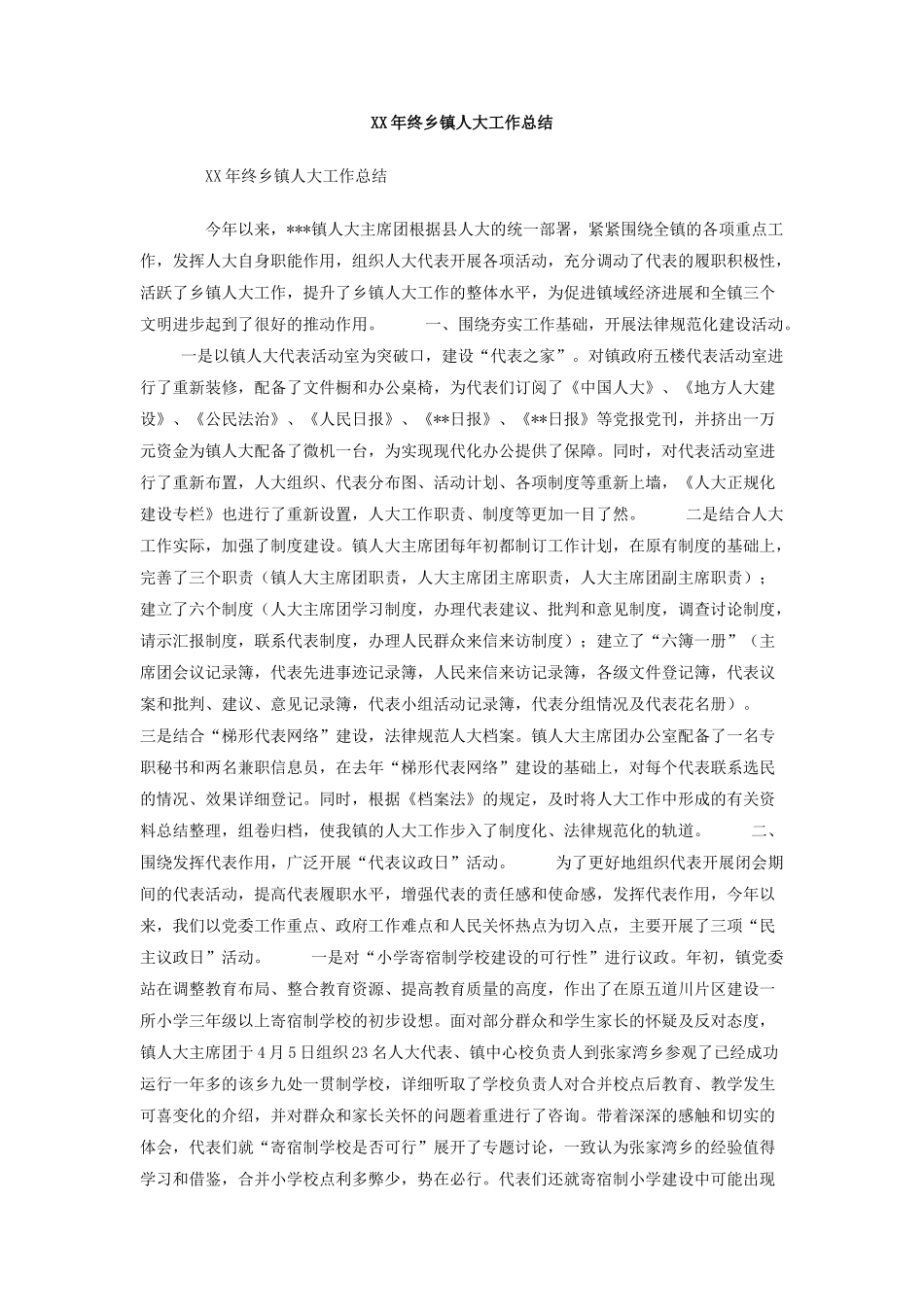 XX年终乡镇人大工作总结_第1页