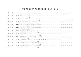 XX房地产项目市调分析报告