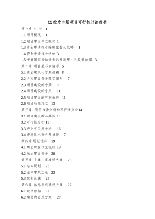 XX批发市场项目可行性研究报告
