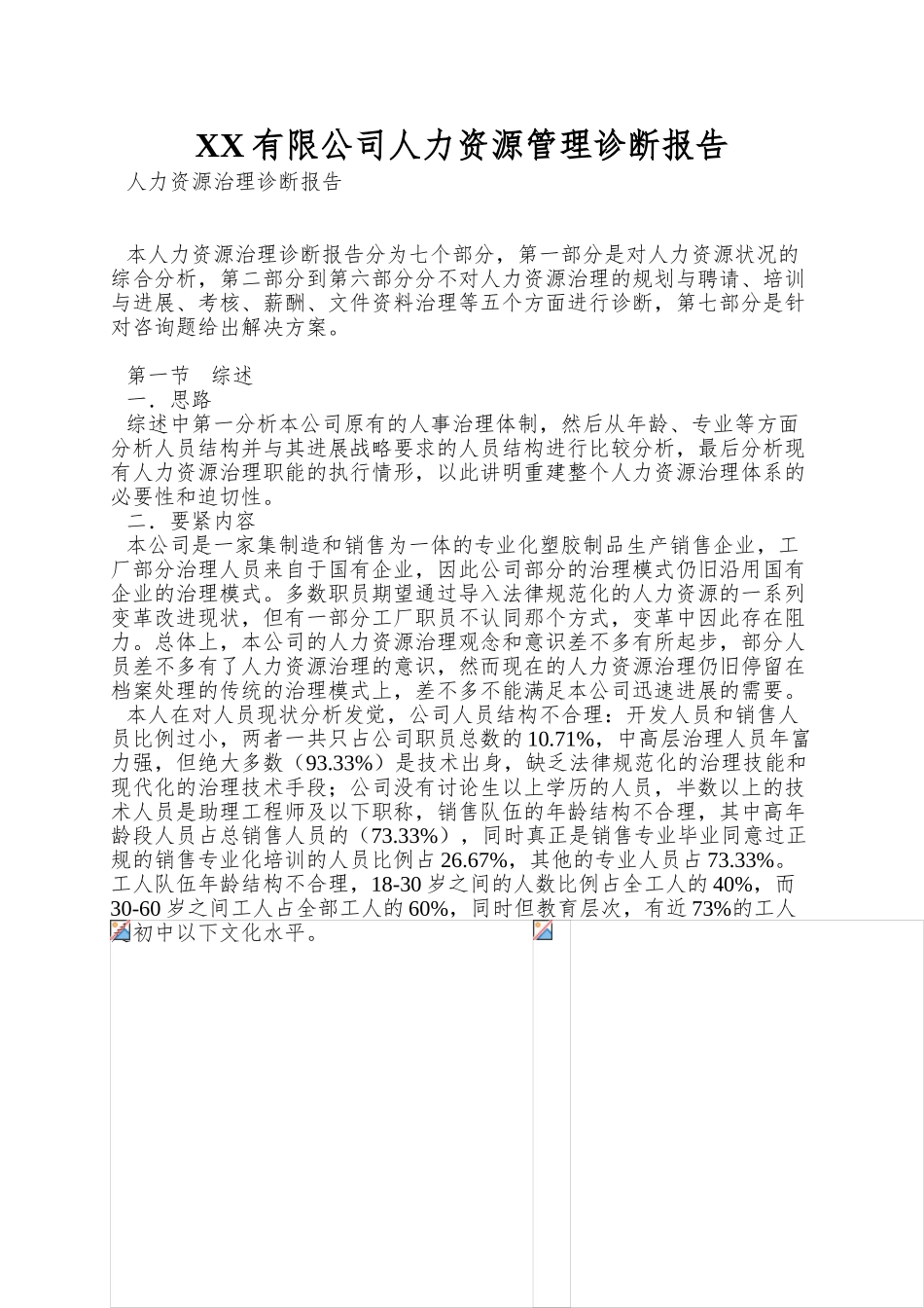 XX有限公司人力资源管理诊断报告_第1页