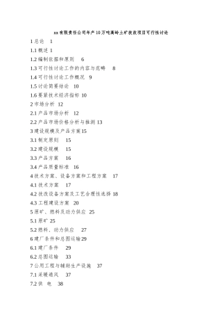 xx有限责任公司年产10万吨高岭土矿技改项目可行性研究