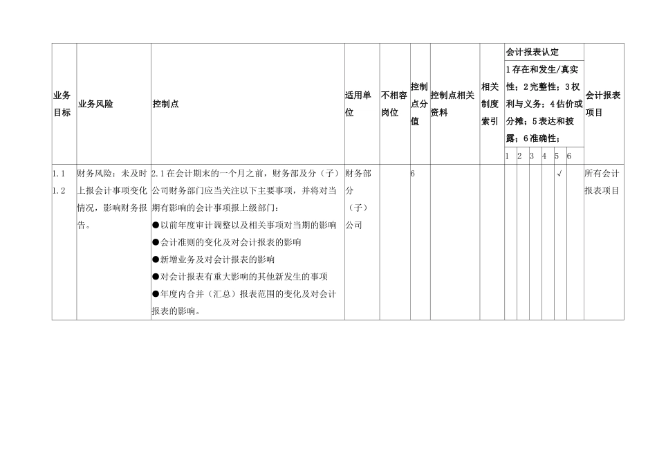 XX石油化工有限公司2025年内部控制手册-内控矩阵-编制财务报表业务控制矩阵_第2页