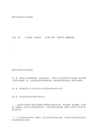 XX矿业经济活动分析制度