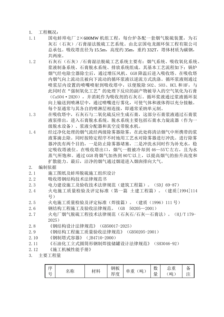 [安徽]发电厂吸收塔钢结构制作及安装施工作业指导书_第1页