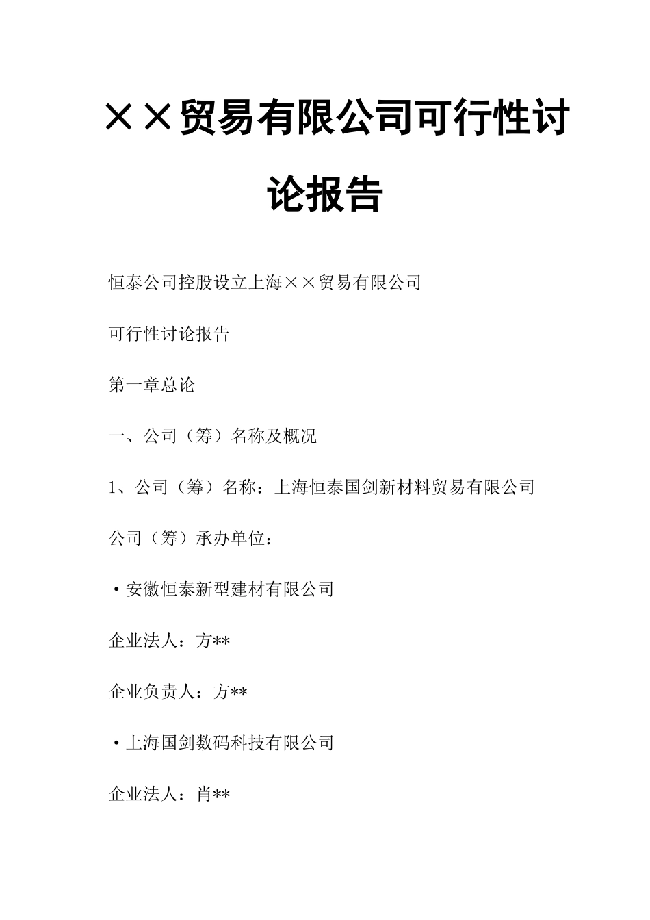 ××贸易有限公司可行性研究报告_第1页