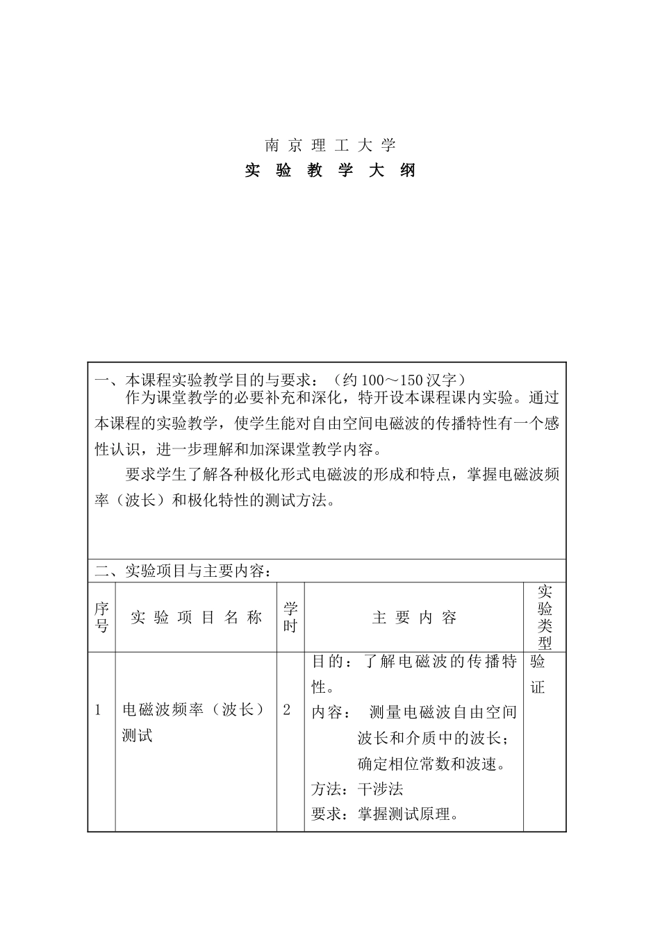 “电磁场与电磁波”和“微波技术”实验大纲及指导说明书_第2页