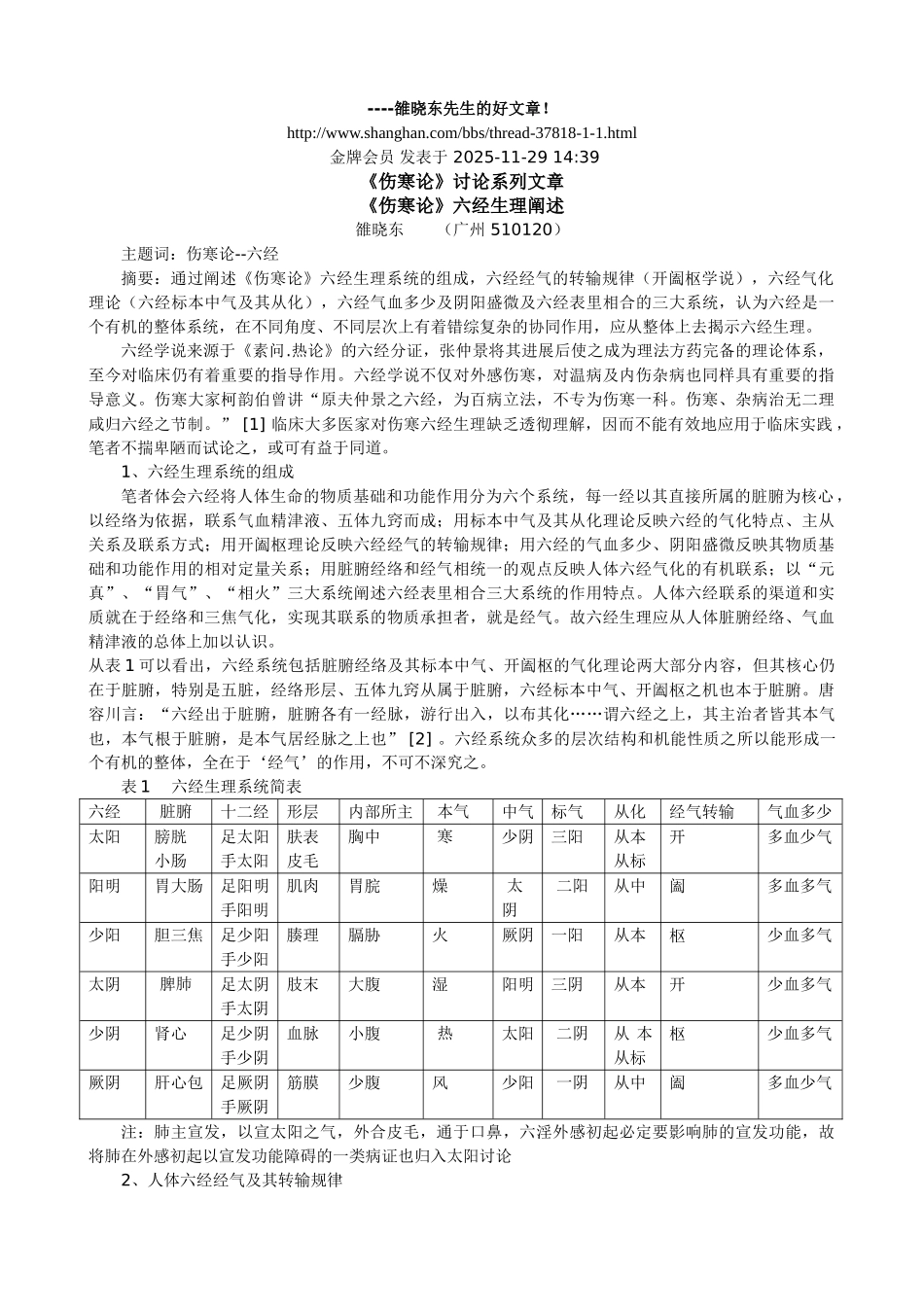 《伤寒论》六经生理阐述-雒晓东+_第1页