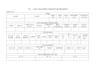 《土地开发整理工程设计标准》调查表格