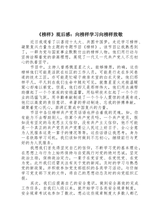 《榜样》观后感：向榜样学习向榜样致敬