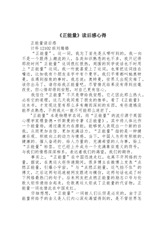 《正能量》读后感心得