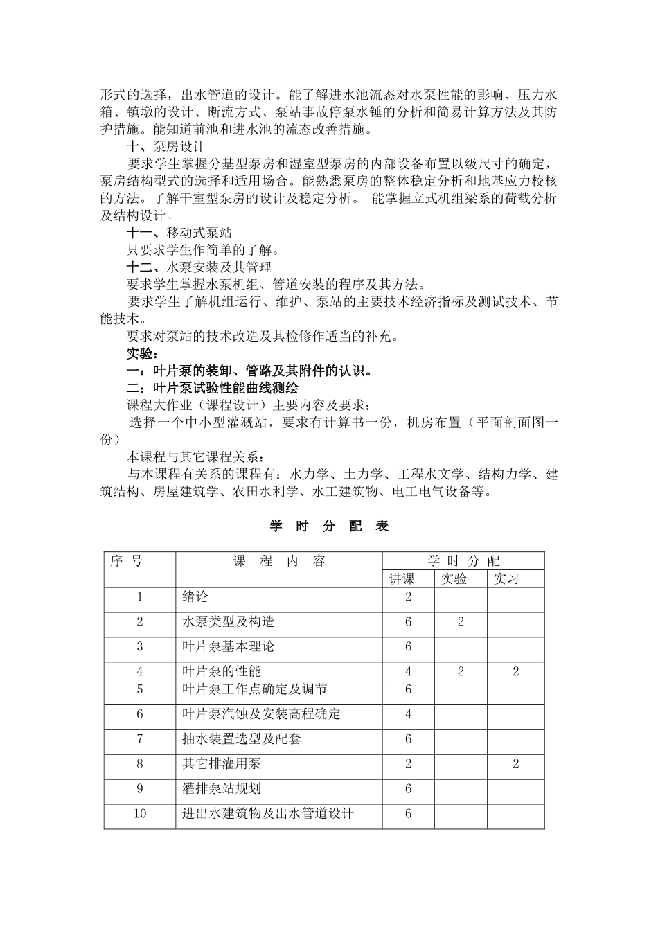 《水泵及水泵站》教学大纲-李宗尧_第2页