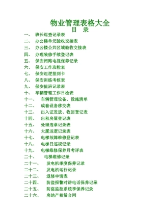 《物业管理》的表格大全