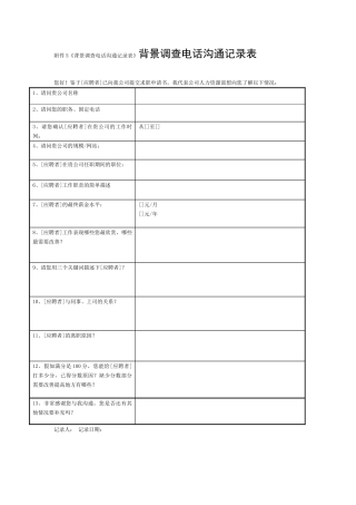 《背景调查电话交流记录表》