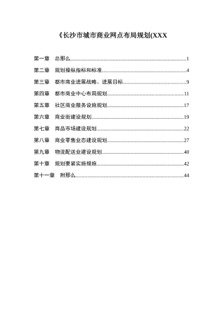 《长沙市城市商业网点布局规划(XXX