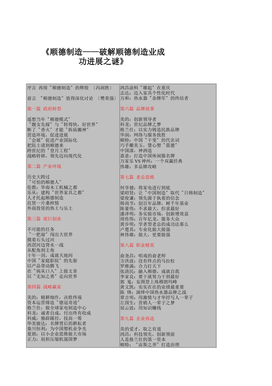 《顺德制造——破解顺德制造业成功发展之谜》_第1页