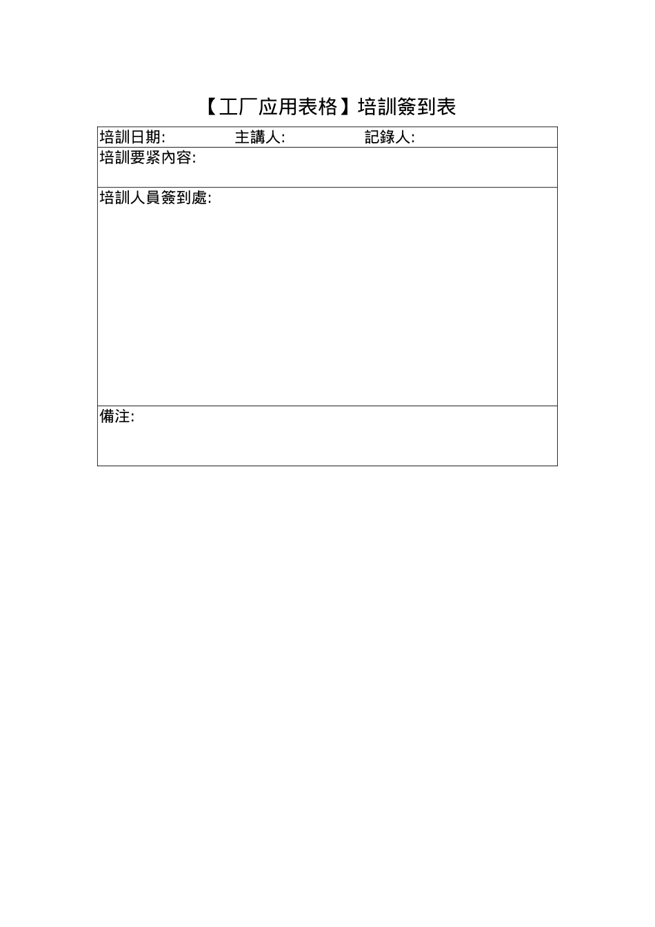 【工厂应用表格】培训签到表_第1页