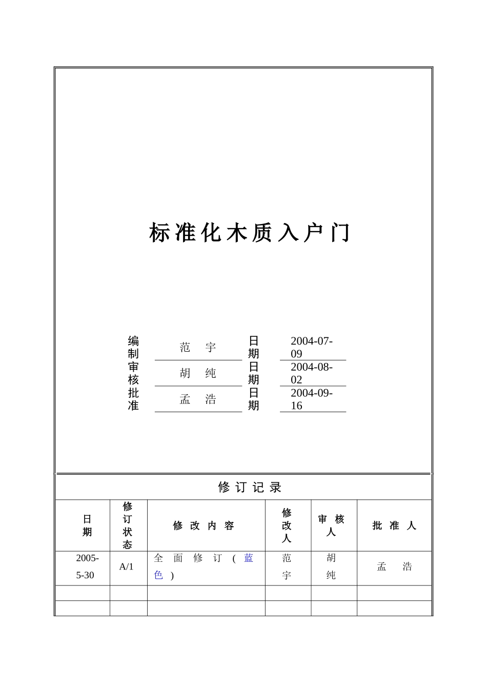 万科木质入户门工程技术统一标准_第1页