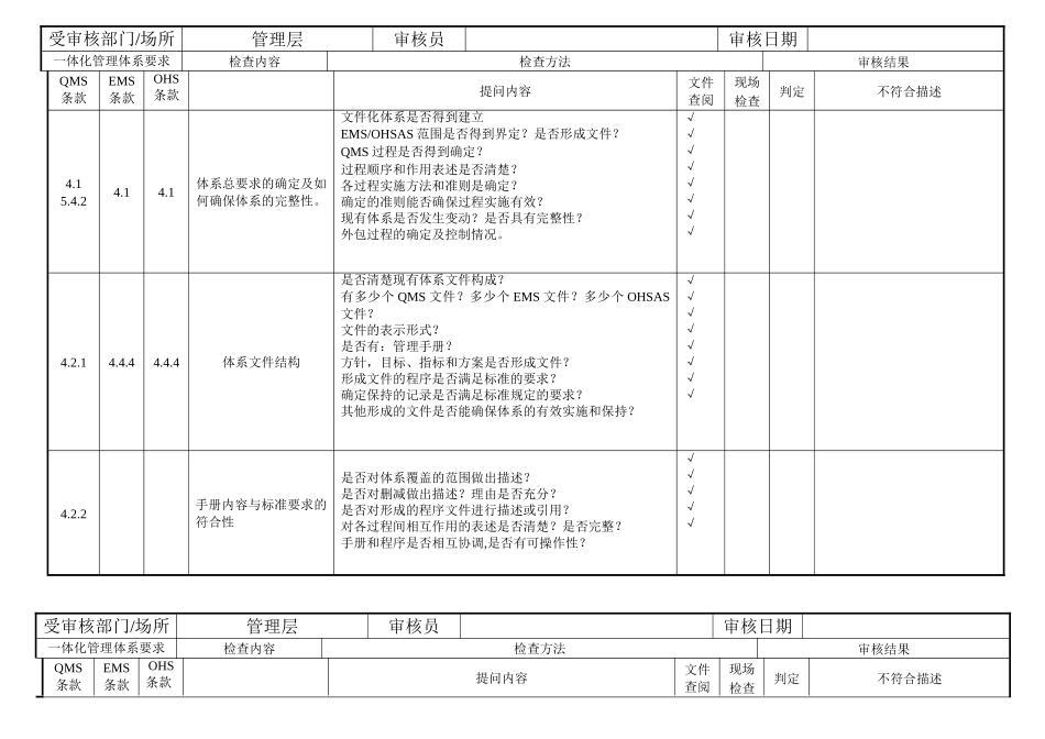 三体系内审检查表管理层_第1页