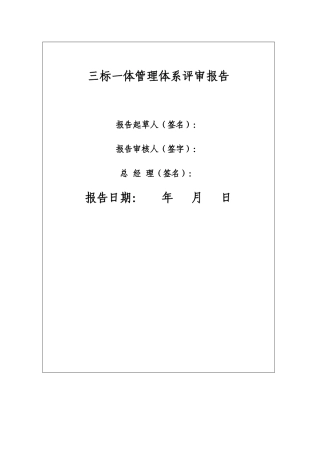 三标一体管理体系评审报告