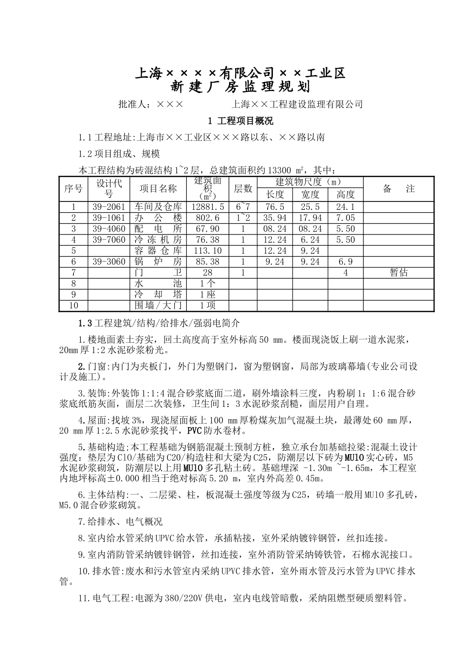 上海××××有限公司××工业区施工组织设计_第1页