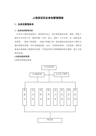 上海某项目总承包管理措施