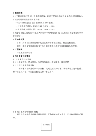 上海某项目质量计划