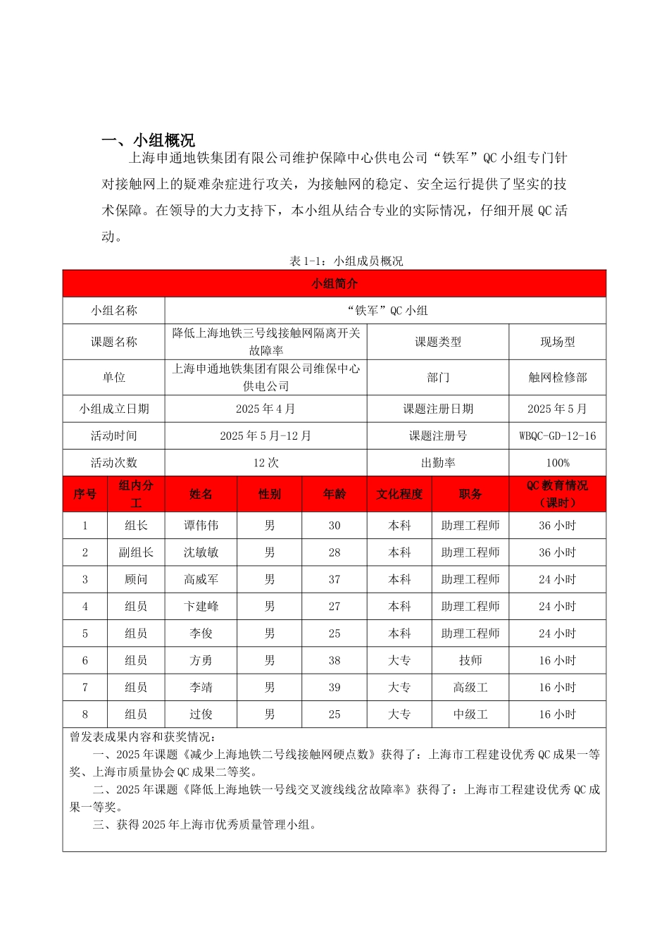 上海申通地铁集团有限公司维护保障中心供电公司“铁军”QC小组_第2页