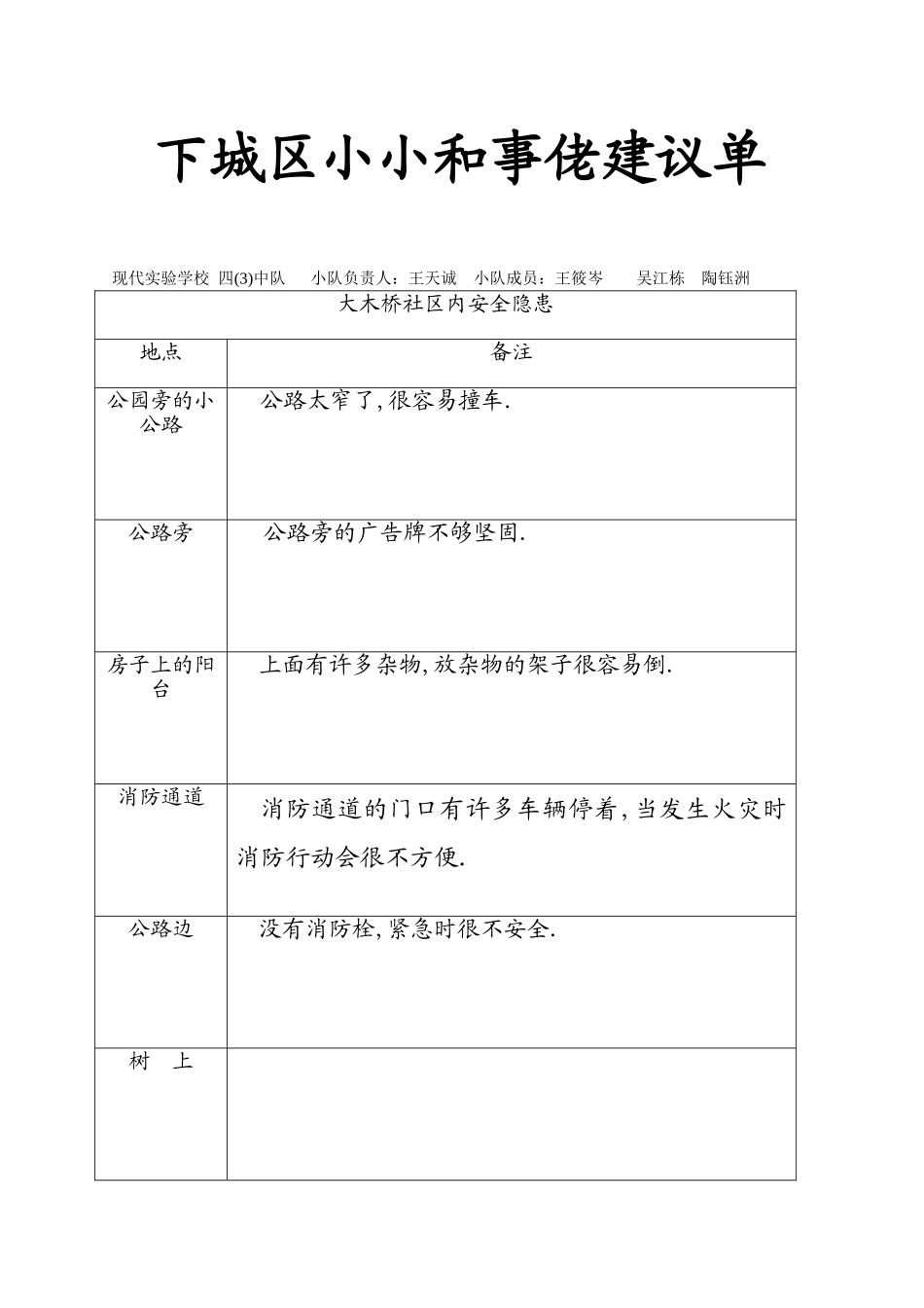下城区小小和事佬建议单1_第1页