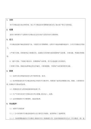 不合格品管理制度