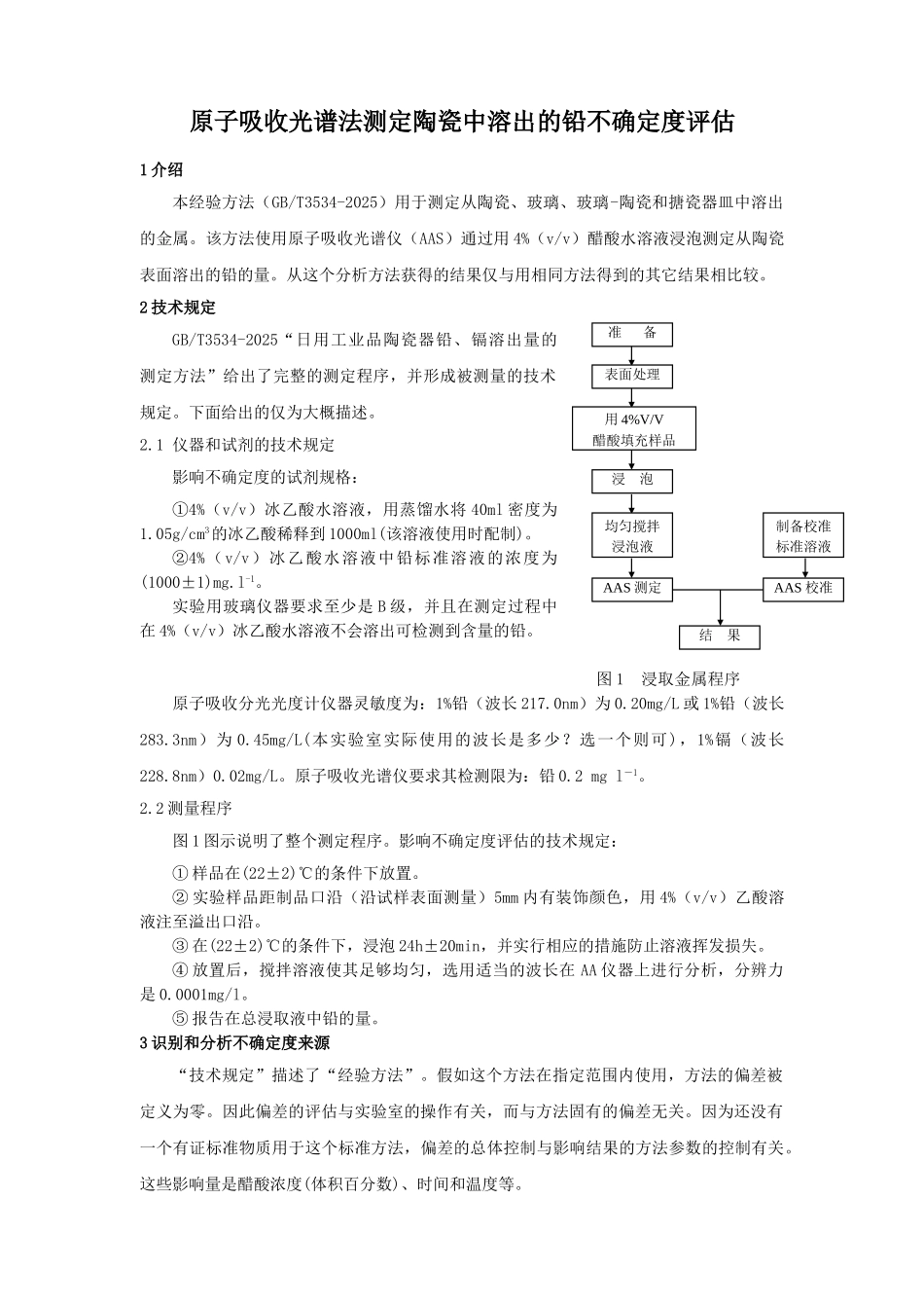 不确定度--原子吸收光谱法测定陶瓷中溶出的铅20250710_第1页