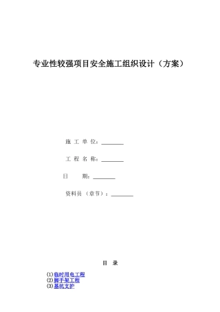 专业性较强项目安全施工组织设计方案范本