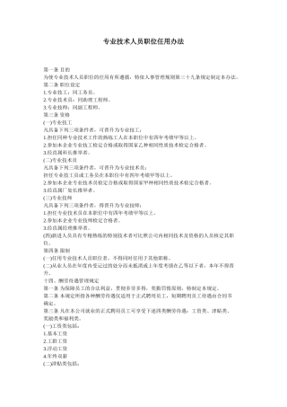 专业技术人员职位任用办法