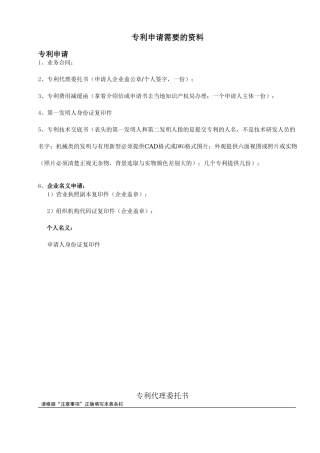 专利申请需要的资料