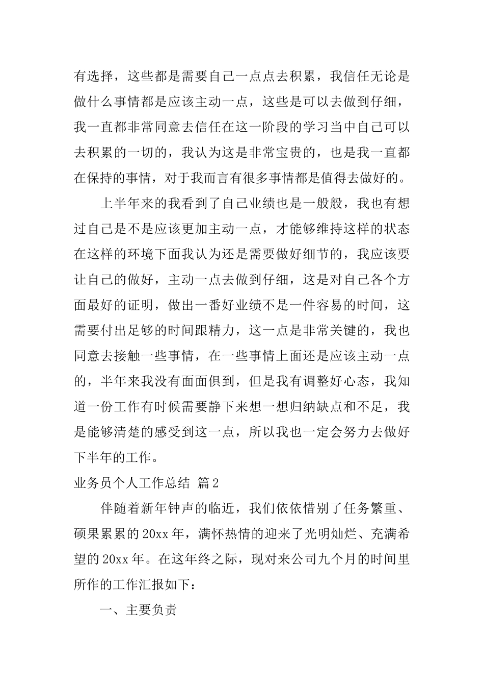 业务员个人工作总结范文汇总五篇_第2页