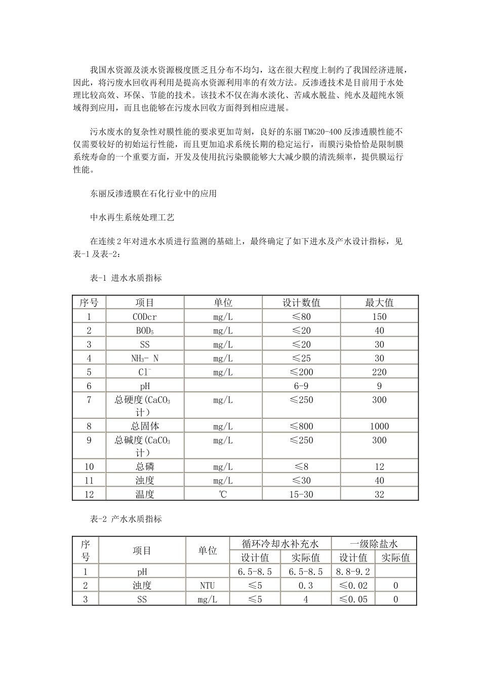 东丽的化学工业反渗透膜技术的应用程序_第1页