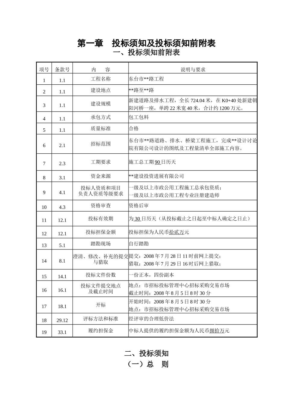 东台市某路工程招标文件_第1页