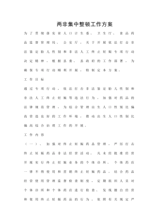 两非集中整顿工作方案精品策划方案