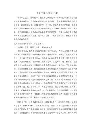 个人工作小结(技术)
