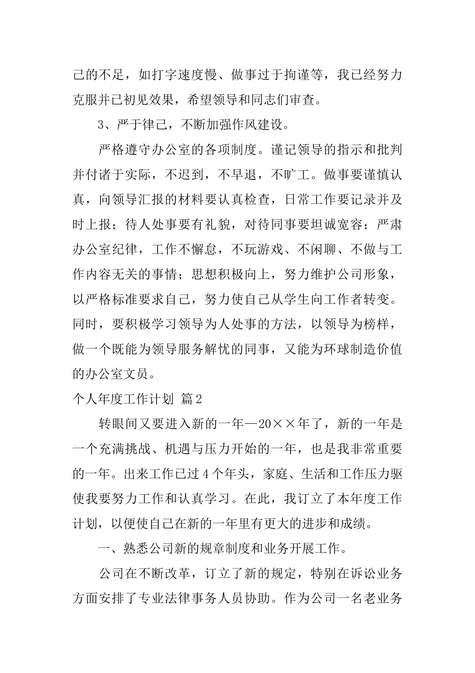 个人年度工作计划模板集锦九篇_第2页