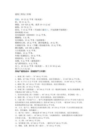 个人整理建筑工程经验价格