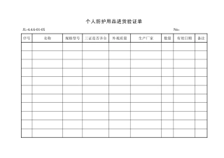个人防护用品进货验证单