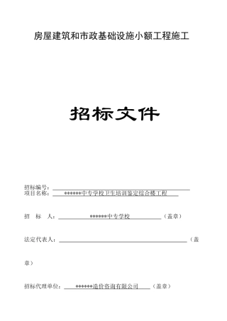 中专学校卫生培训鉴定综合楼工程招标文件