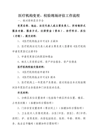 中医医疗机构校验、变更登记现场评估工作流程、项目及方法