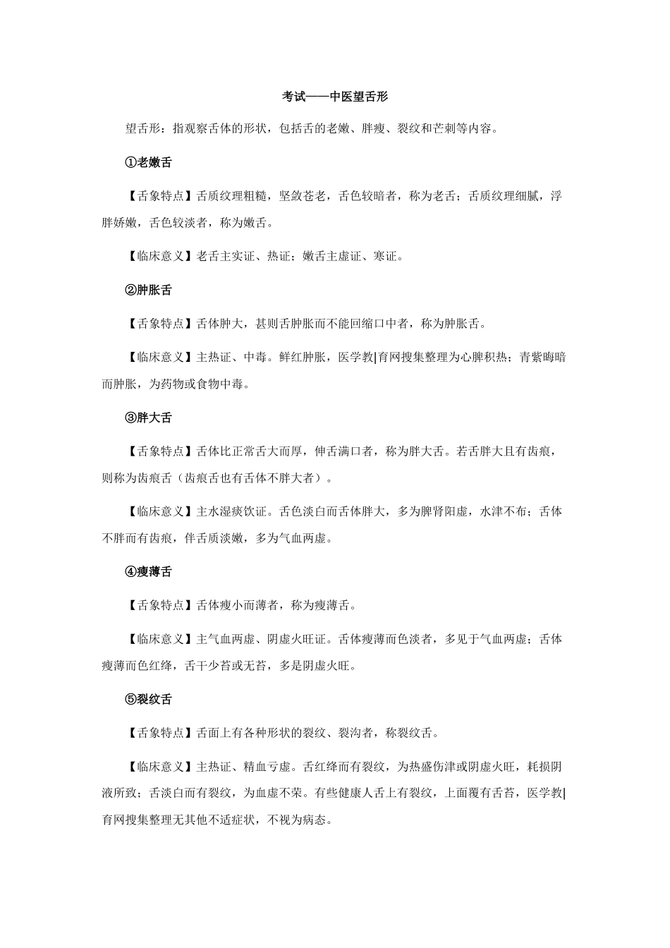 中医执业医师——中医望舌形_第1页