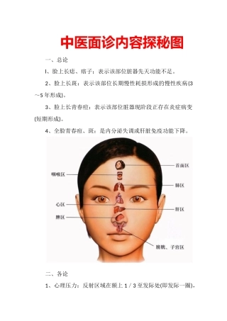 中医面诊内容探秘图