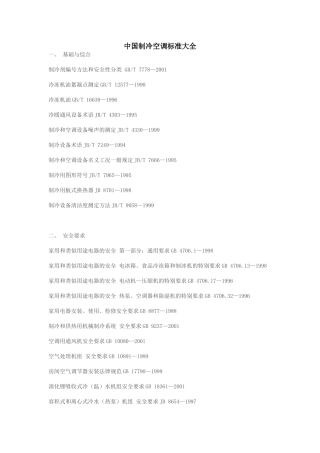 中国制冷空调标准大全