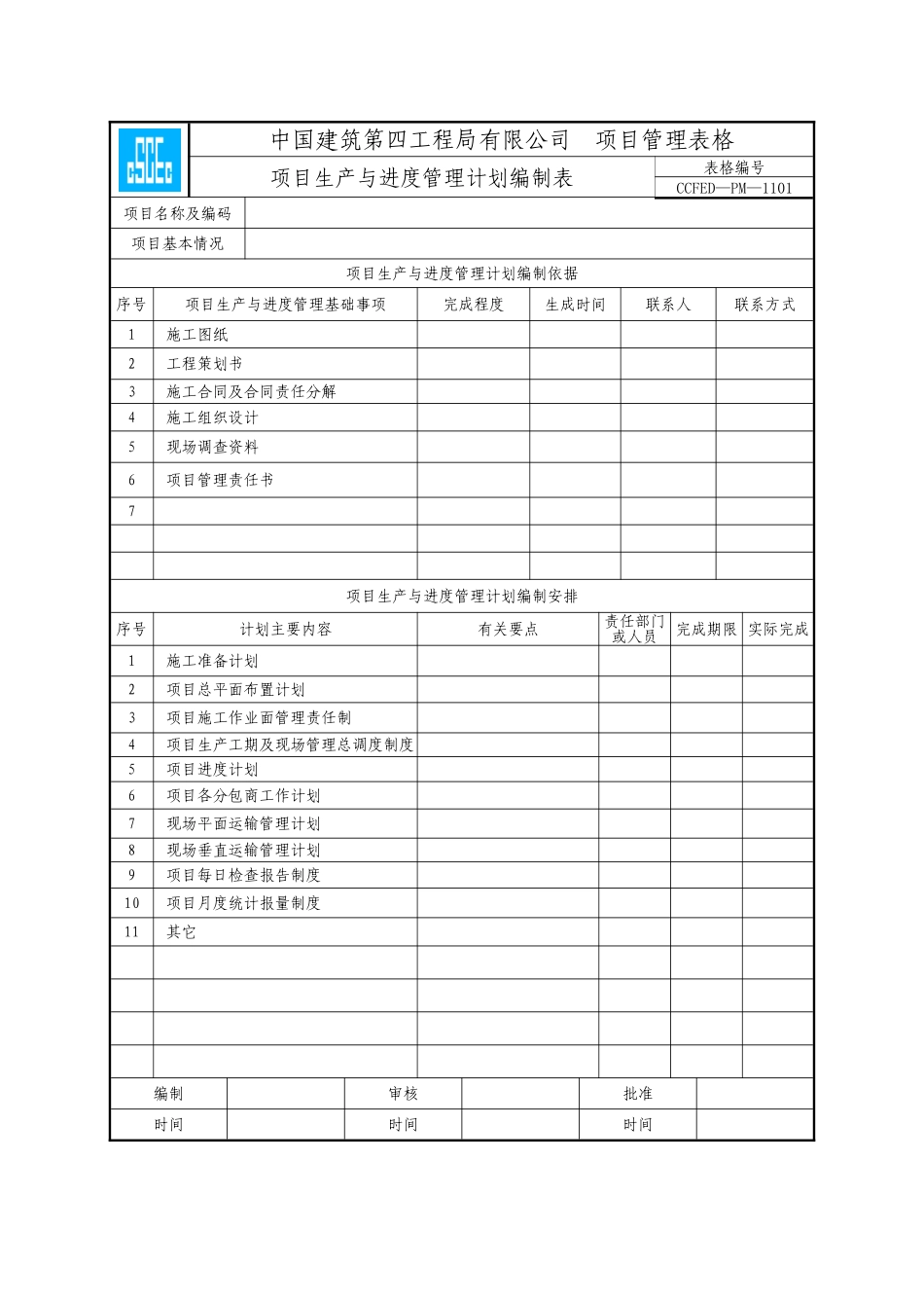 中国建筑第四工程局局达标规范表格目_第2页