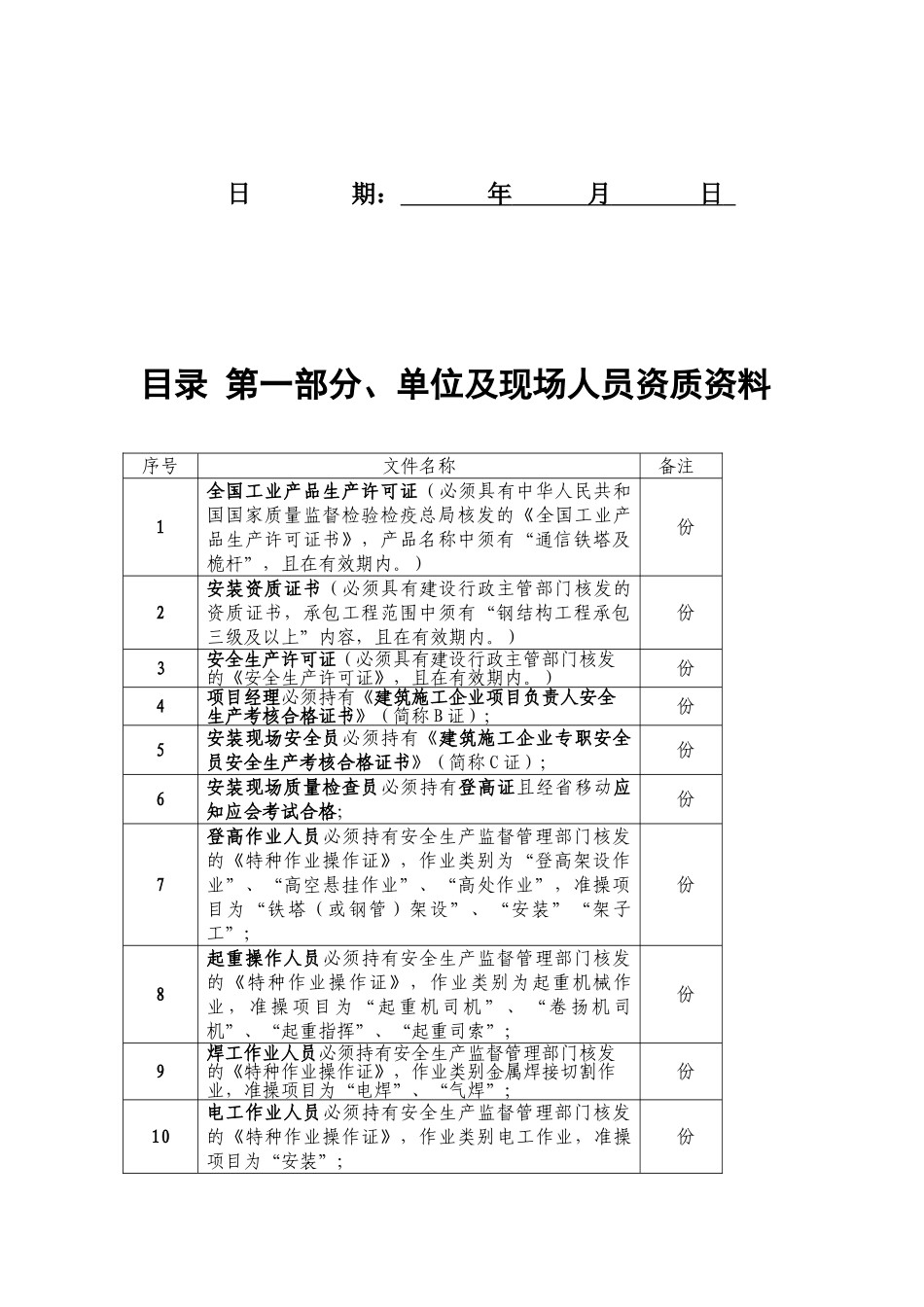 中国移动基站铁塔工程竣工资料模版_第2页
